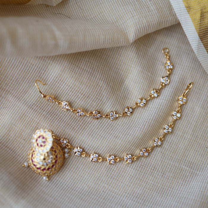 Heritage white stone traditional mattal ear accessories HM230