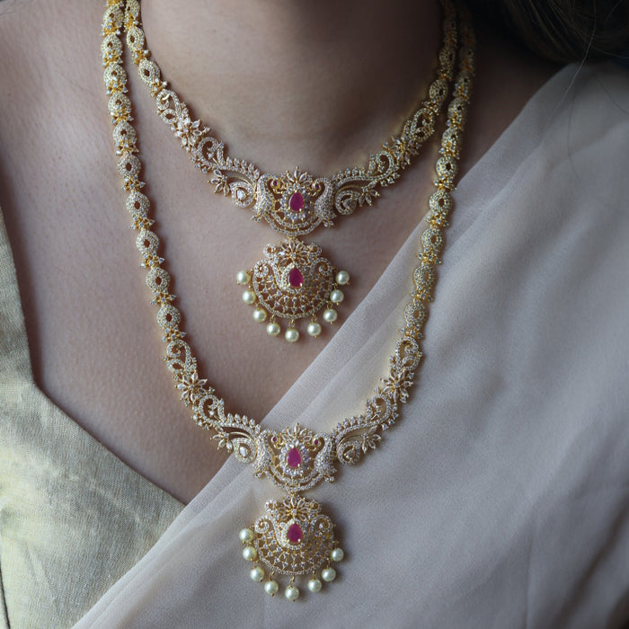 Heritage long and short necklace with earrings HLS765