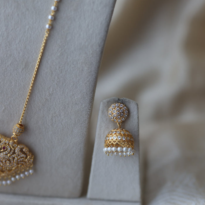 Heritage gold plated gold padakam necklace set with earrings HPS2009