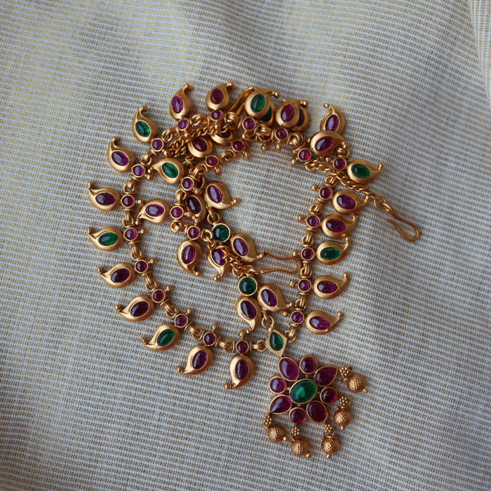 Antique ruby stone 3 layer maang tikka TA2188