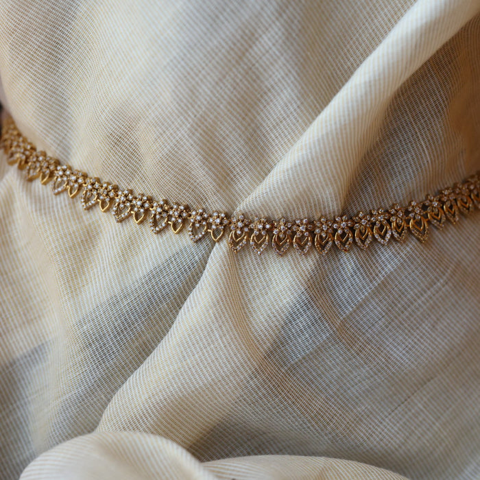 Antique white stone long necklace/ Waistchain and earrings LL03765