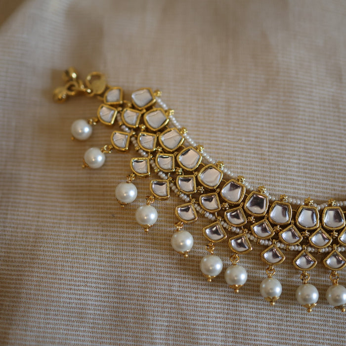 Antique gold traditional Kundan stone anklet HAN325