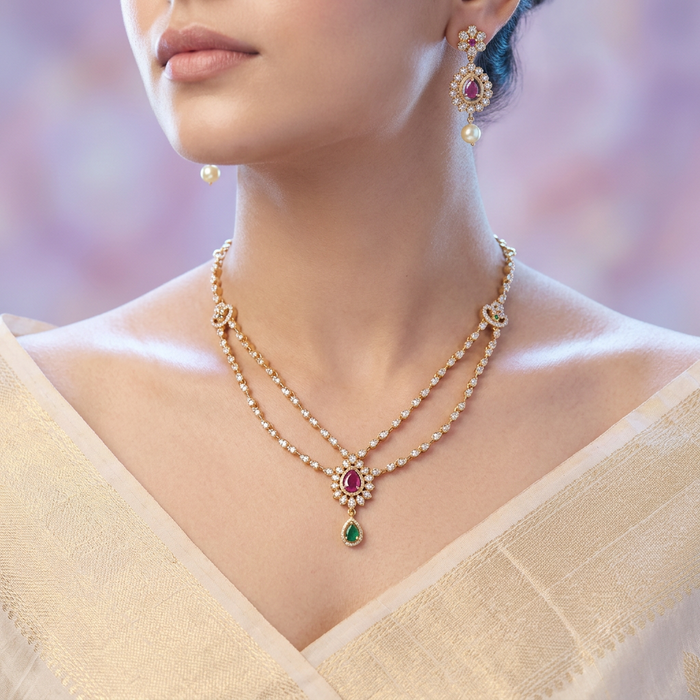 Antique simple short necklace with earrings TTS420