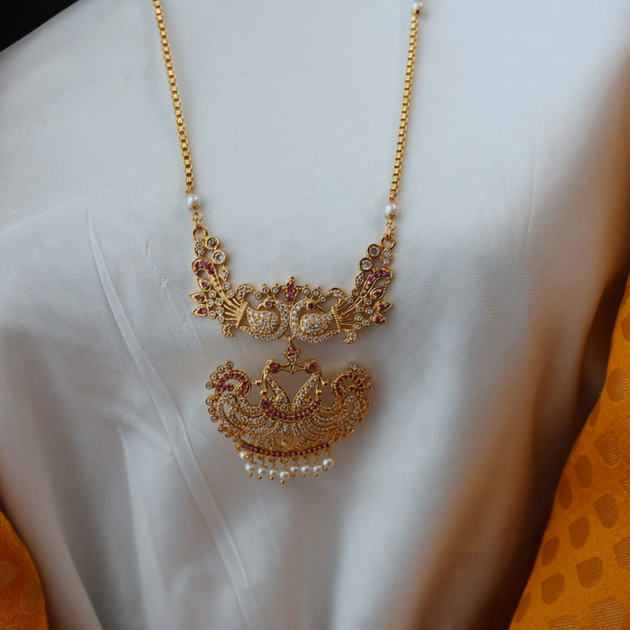 Heritage gold plated padakam pearl long necklace HP02563