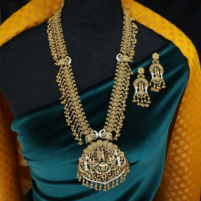 Antique gold long necklace and earrings 1431