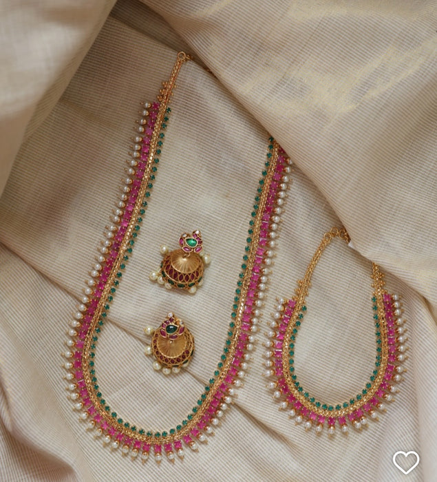 Heritage gold plated long and short necklace HL353
