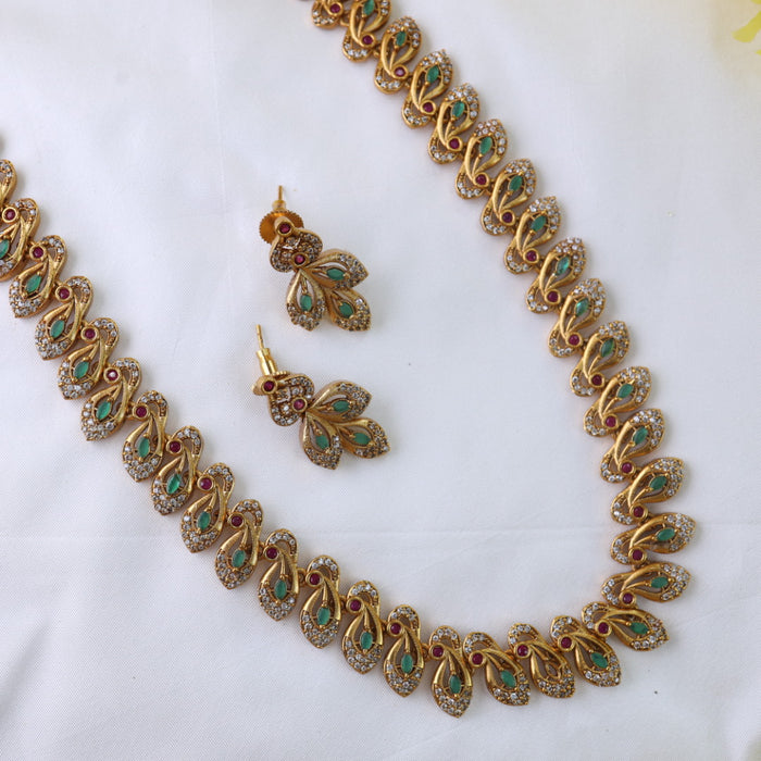 Antique multi stone long necklace and earrings LL03021