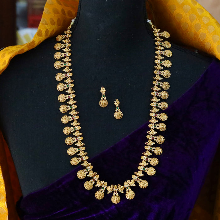 Antique gold long necklace and earrings LL03008