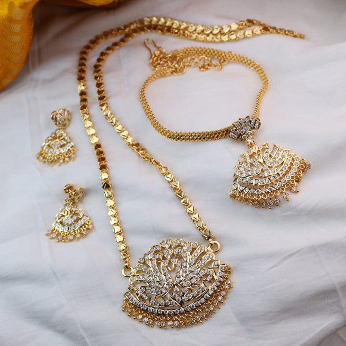Heritage gold plated long and short necklace with earrings AA1445678