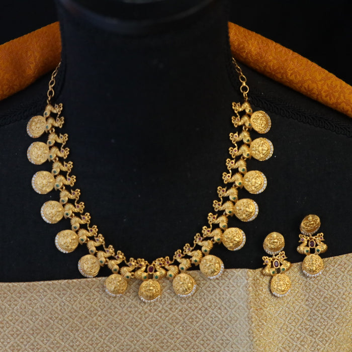 Antique short necklace with earrings 14877