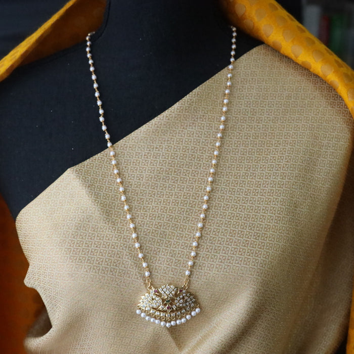 Heritage gold plated padakam long pearl chain 1657765