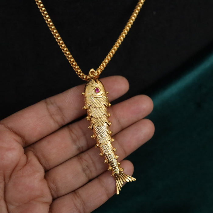 Heritage gold plated long chain with pendant 16425