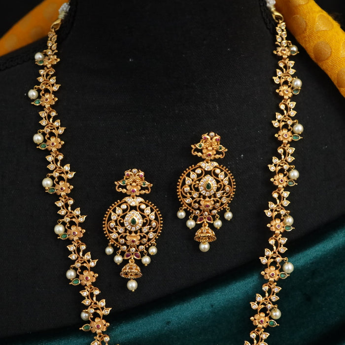 Antique long necklace with earrings / waistchain 16437
