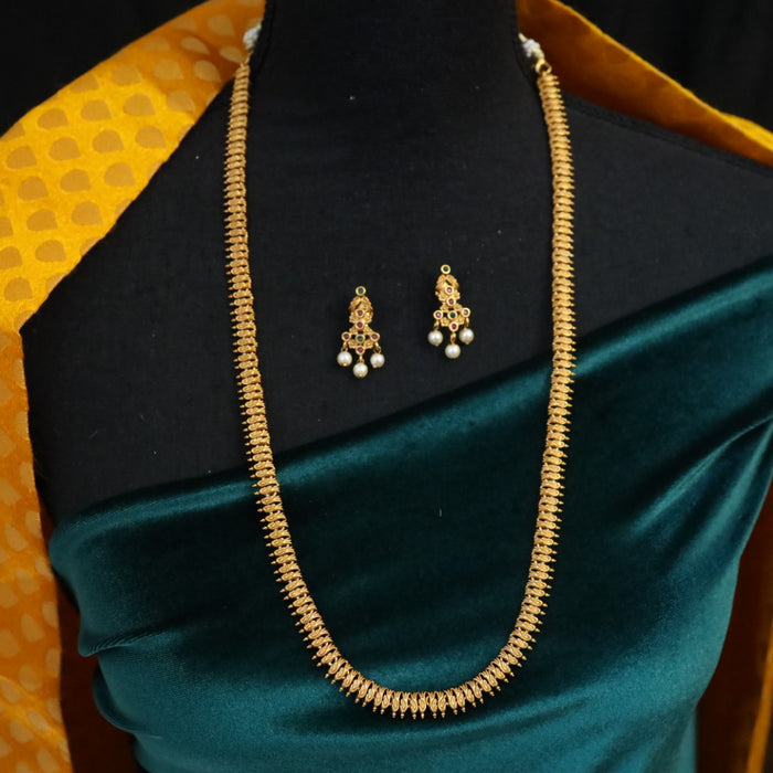 Antique gold long necklace with earrings 16442