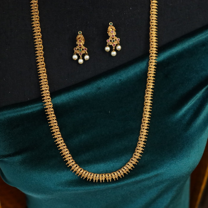 Antique gold long necklace with earrings 16442