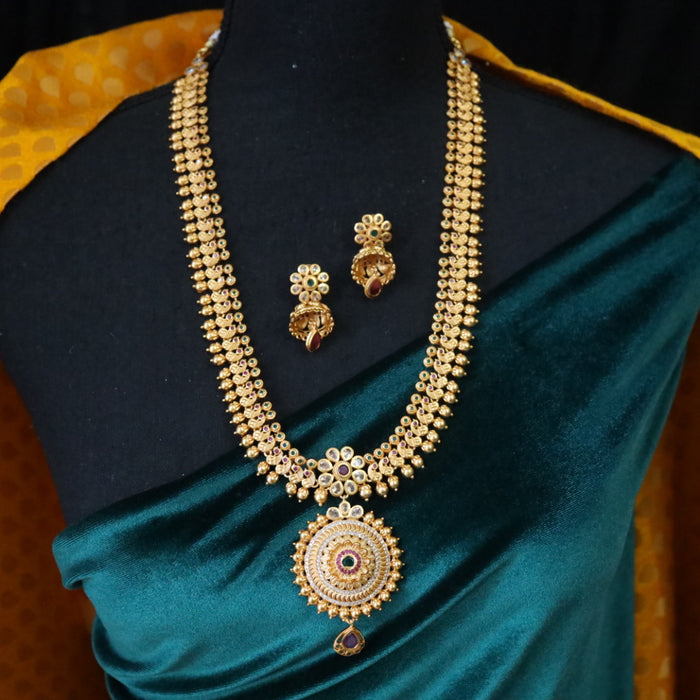 Antique pearl long necklace with earrings 16462