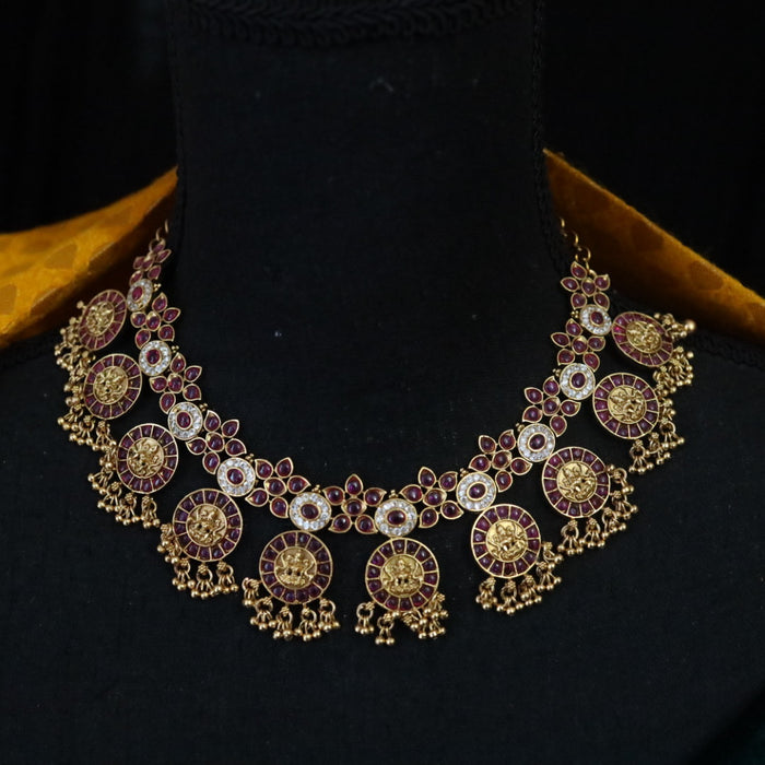 Antique ruby short necklace with earrings 16468