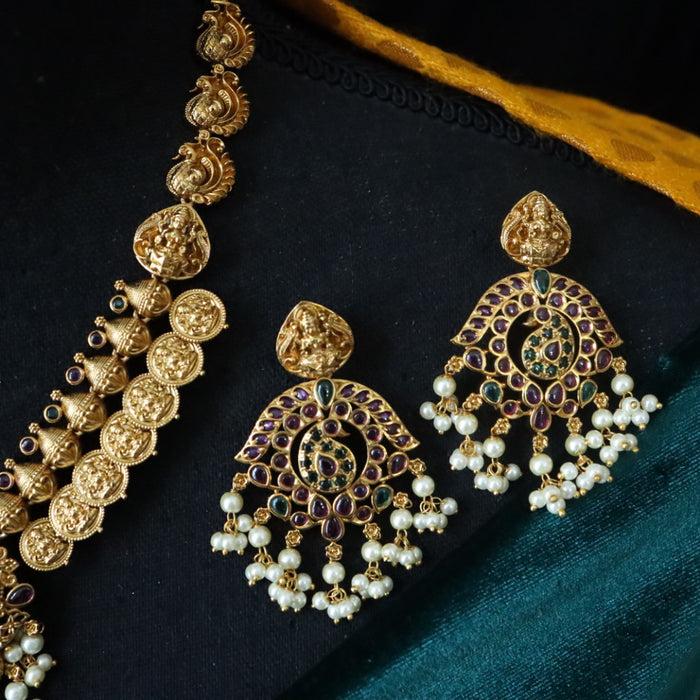 Antique short necklace with earrings 16476