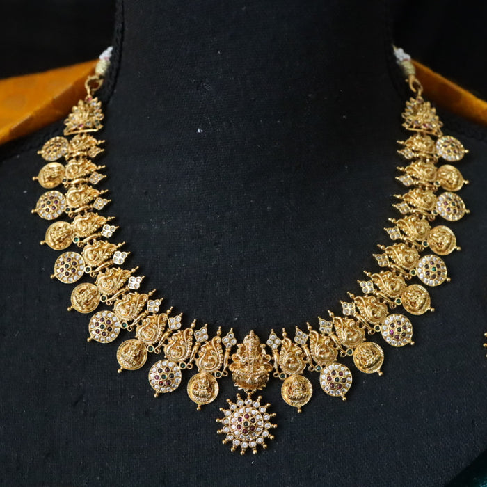 Antique short necklace with earrings 16476