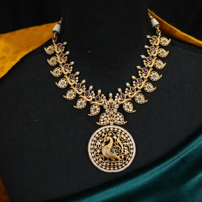 Antique gold long necklace with earrings 144557