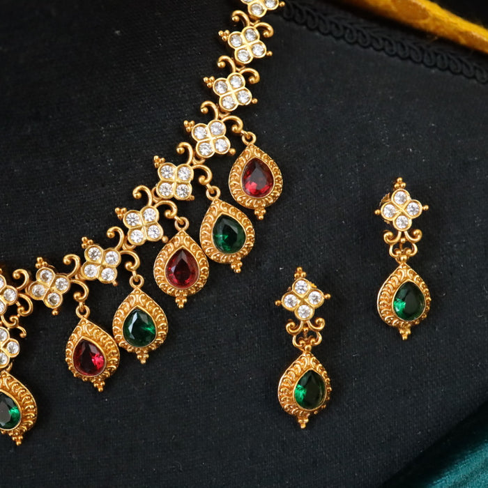 Antique gold long necklace with earrings 144558
