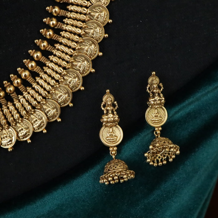 Antique gold long necklace with earrings 144562