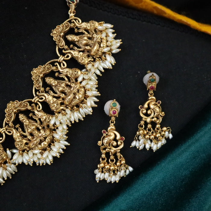 Antique gold long necklace with earrings 144567