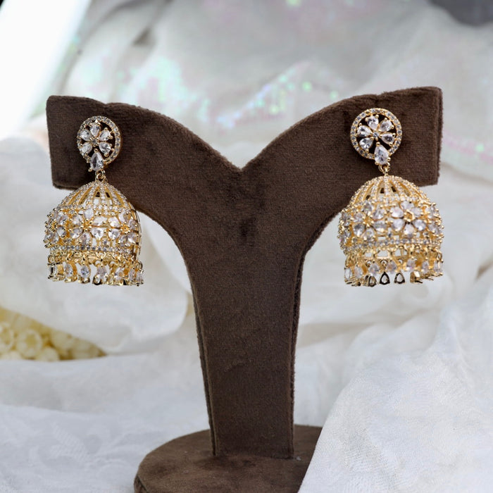 Cz white stone jumka earrings 124982