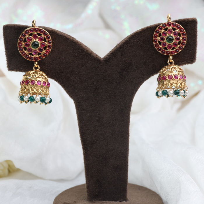 Antique ruby green jumka earrings 1241013