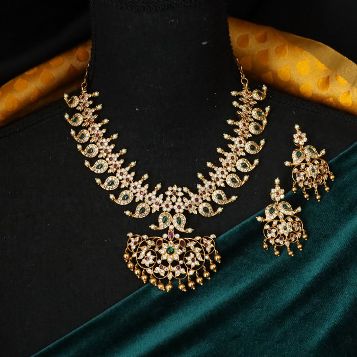 Antique mango short necklace with earrings 17695