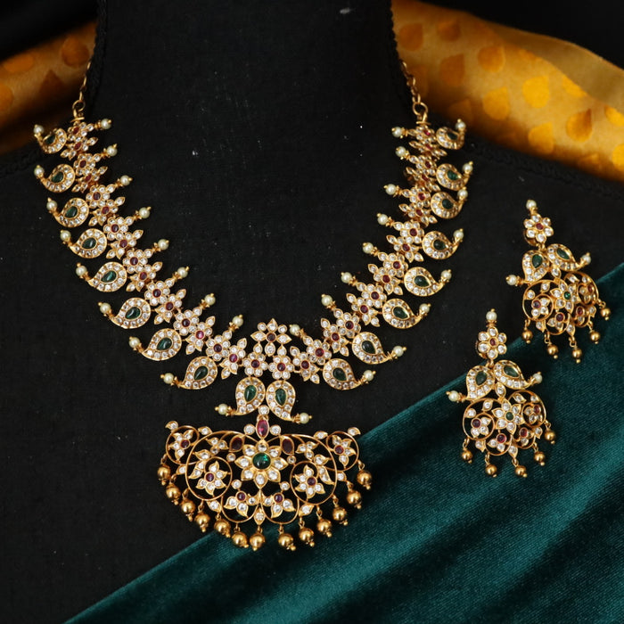 Antique mango short necklace with earrings 17695