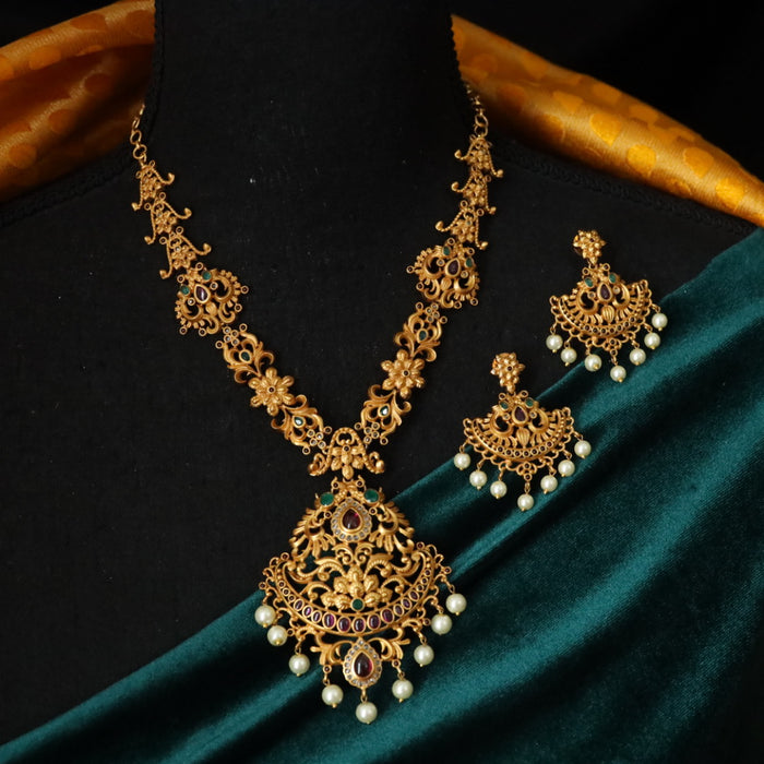 Antique short necklace with earrings 17702