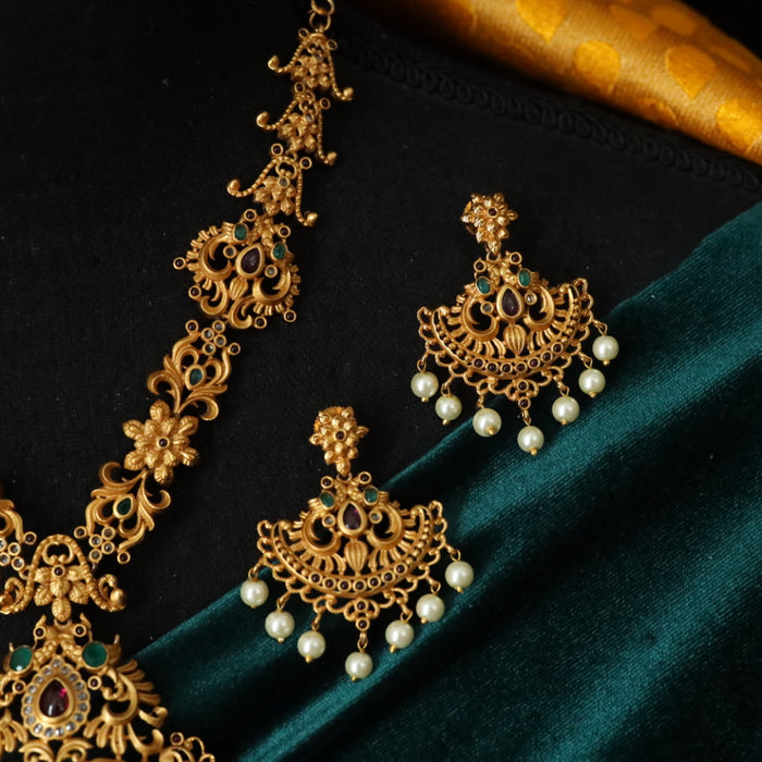 Antique short necklace with earrings 17702