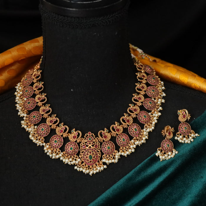 Antique short necklace with earrings 17701