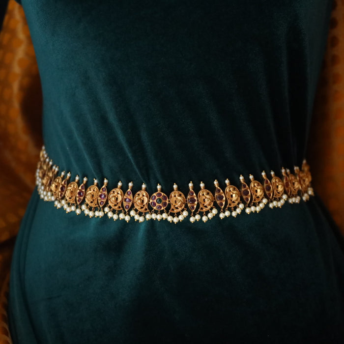 Antique gold and pearl waistchain 10113