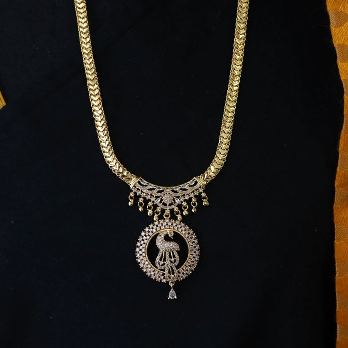 Heritage gold plated  white padakam long necklace 12451