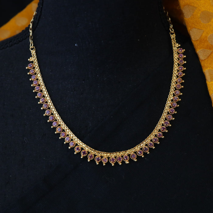 Heritage gold plated  ruby short necklace necklace 12447