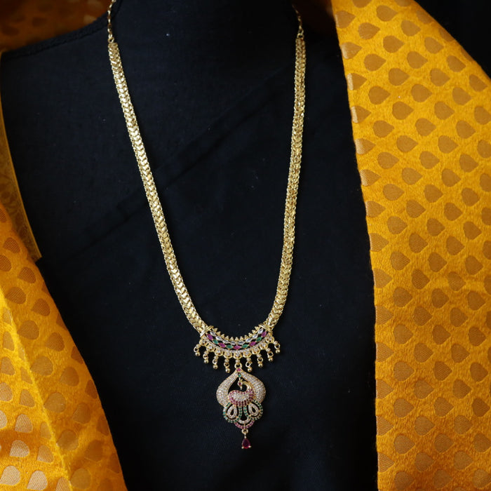 Heritage gold plated padakam long necklace 12451