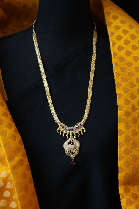 Heritage gold plated padakam long necklace 12451