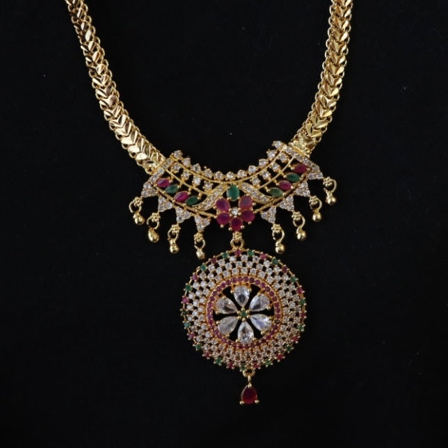 Heritage gold plated padakam long necklace 12445