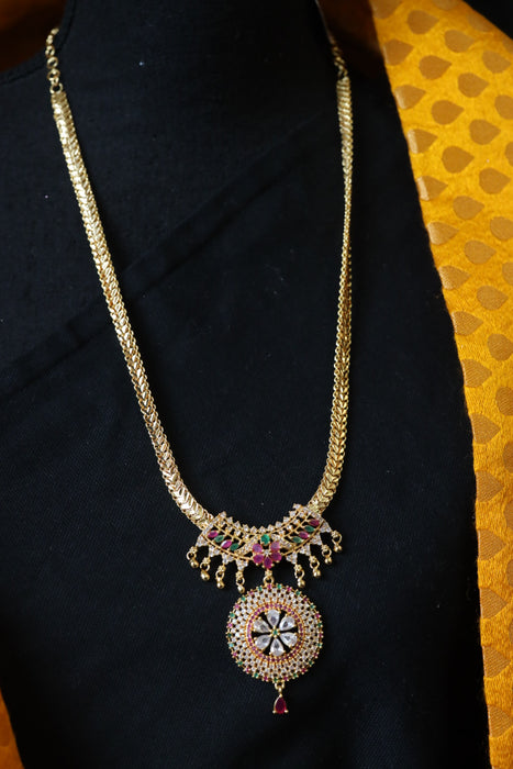 Heritage gold plated padakam long necklace 12445