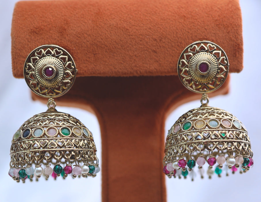 Trendy pearl antique jumka earrings 23047