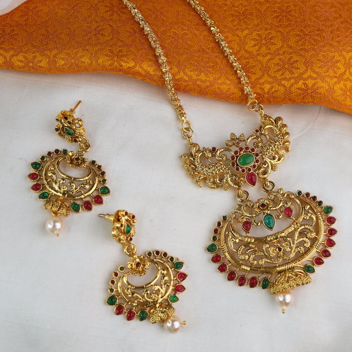 Antique pendant chain and earrings 16719