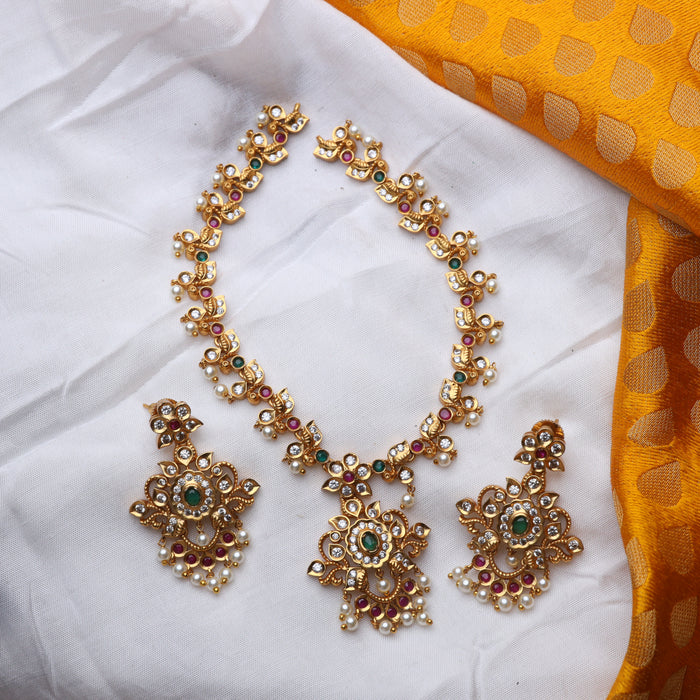 Antique short necklace and earrings 1667