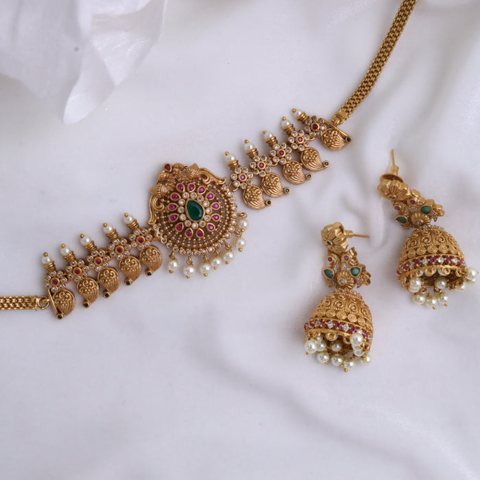 Antique choker necklace and earring 15656
