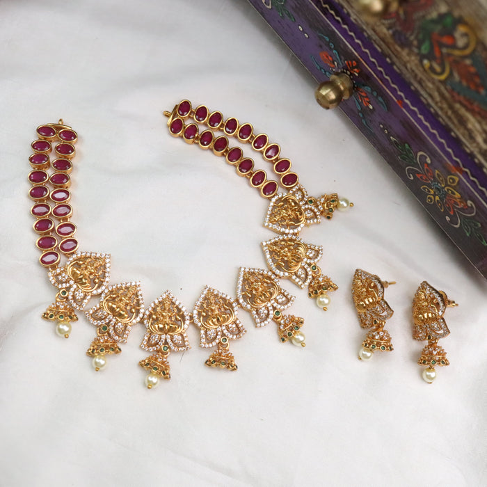 Antique short necklace and earrings 15719