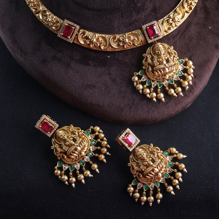 Antique short necklace and earrings 15714