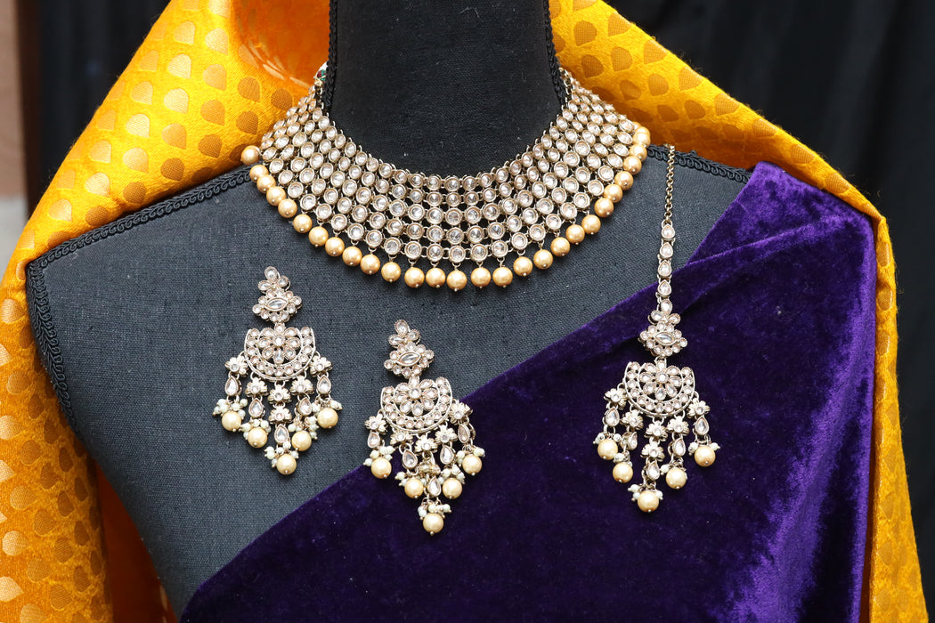 Trendy choker necklace and earrings 16678