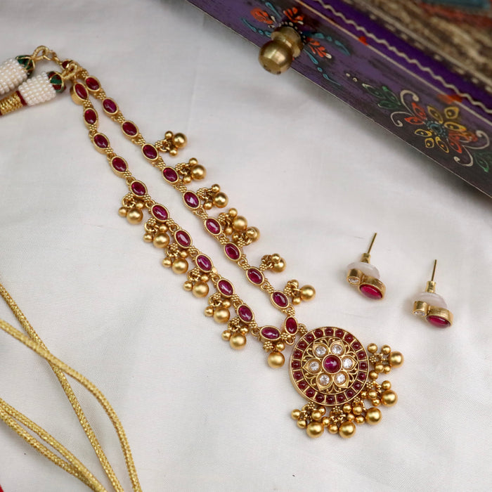 Antique ruby choker short necklace with earrings 15705