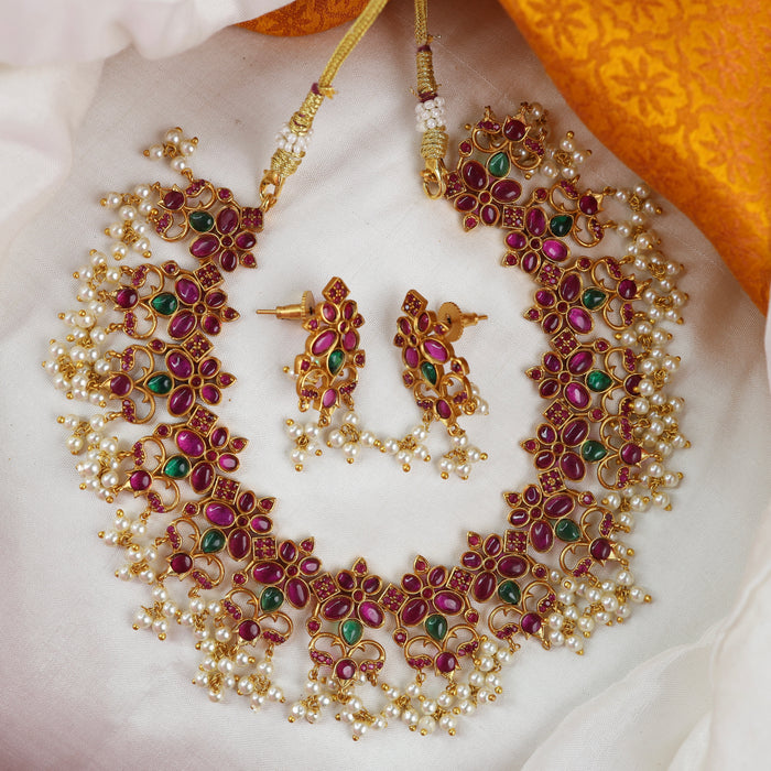 Antique short necklace and earrings  15575